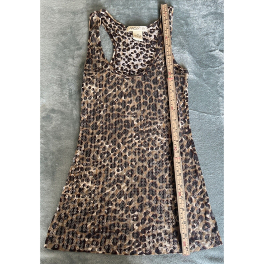 Arden B Women's Brown Cheetah Animal Print Sequin Stretch Tank Top Snooki Sz XS - Picture 9 of 9